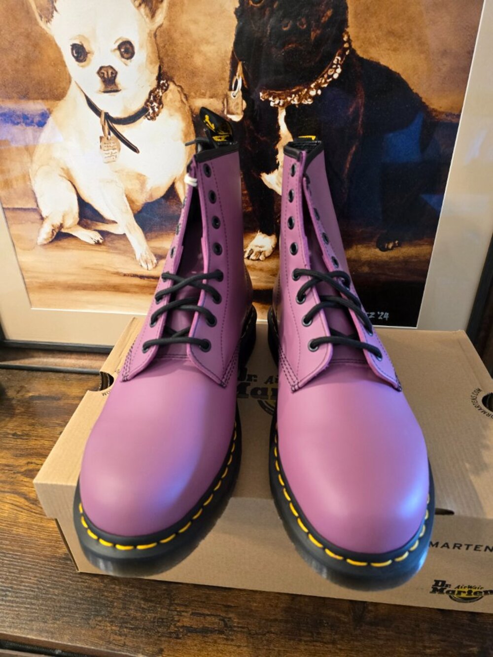 Dr Martens 1460 Smooth Leather Lace Up PURPLE Boots Mens US 12 31580765 NEW - Picture 5 of 10